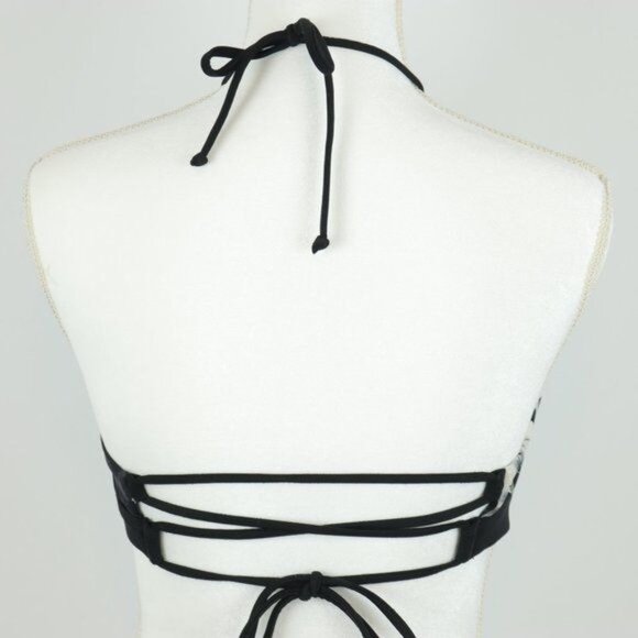 Athleta Polynesia Women's XS Black Floral High Neck Halter Bikini Swim Top - Picture 4 of 5